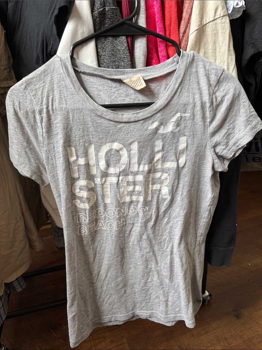 Hollister Redondo Beach Graphic Tee Gray Short Sleeve Size Large